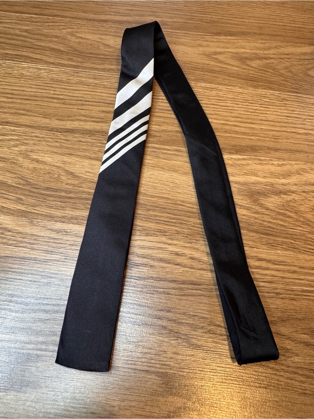 D&G Dolce & Gabbana Vintage Black and White Square End Skinny Necktie